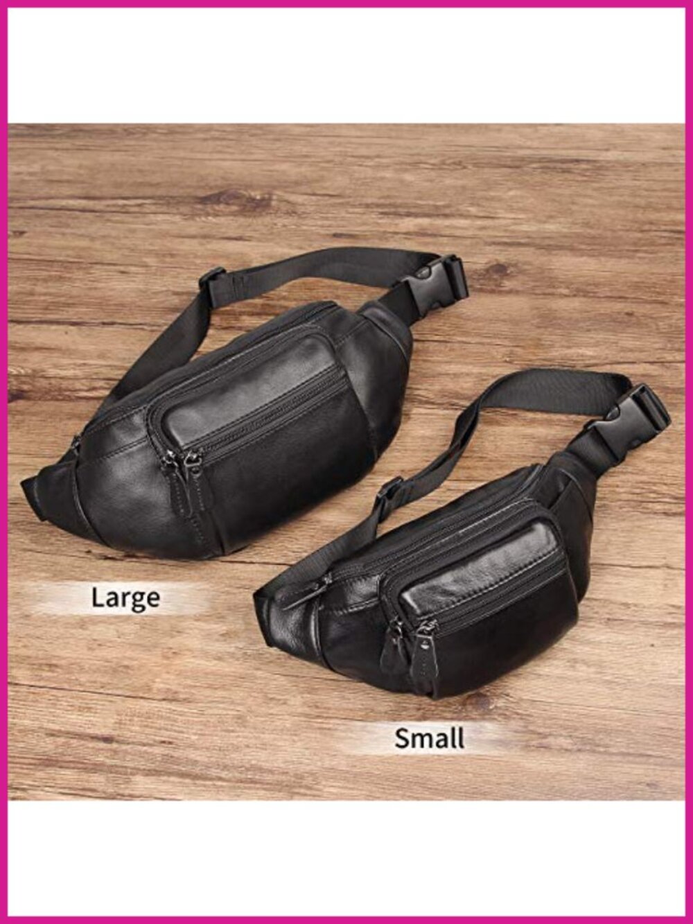 Genuine Leather Fanny Pack Waist Bag Travel Organizer Adjustable Belt - Picture 3 of 6